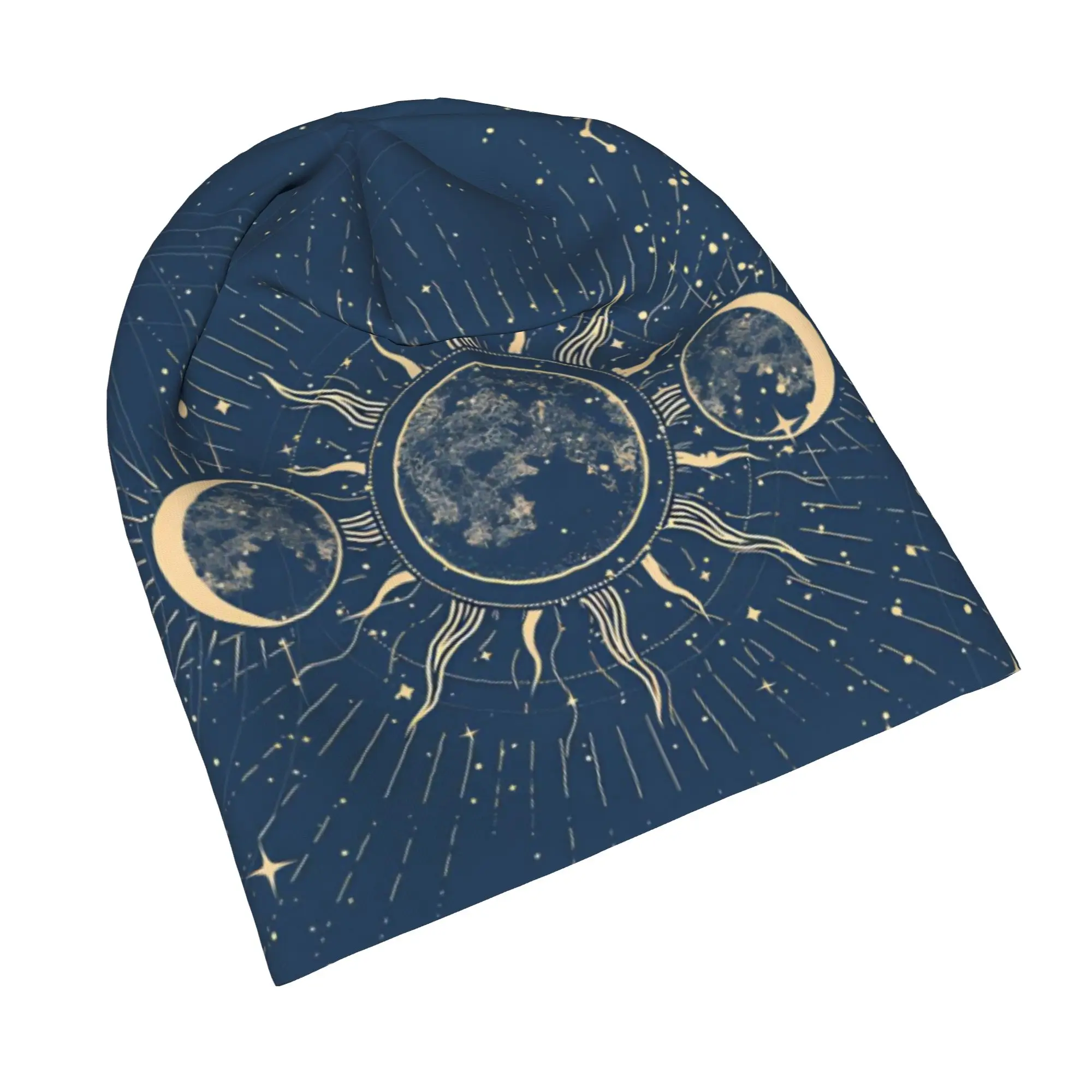 Sun and Moon Bonnet Hats Vintage Outdoor Mysterious Star Skullies Beanies Hats Men's Women's Spring Head Wrap Cap