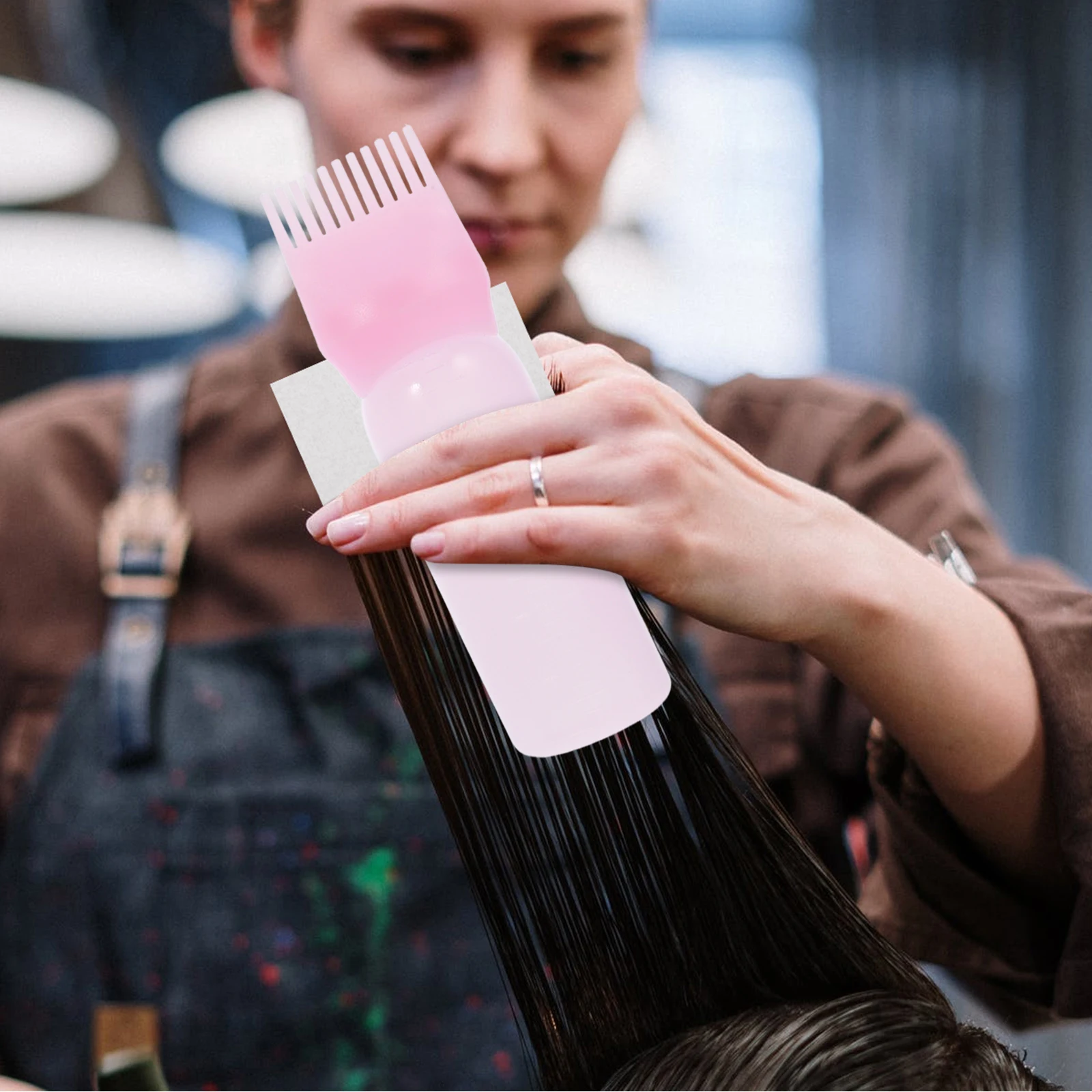 

3Pcs Hair Dye Bottle Applicator Comb Graduated Scale Salon Hair Coloring Root Application Clean Even Distribution