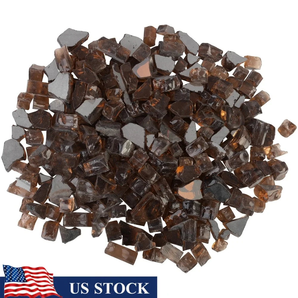 

10lbs Fire Pit Glass Rocks Durable Amber Decorative Filler Fire Tables Landscaping Vases Non Melt Non Soot 1/2 Inch