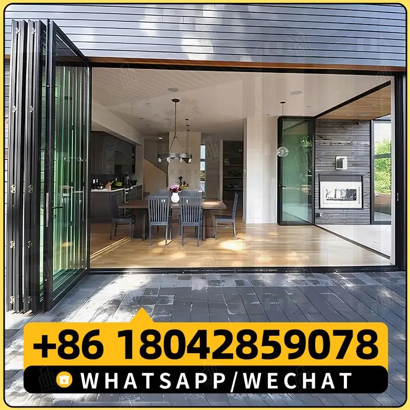 

Anti Impact Accordion Double Glass Aluminum Sliding Folding Bifold Patio Balcony Doors for North American Interior Use