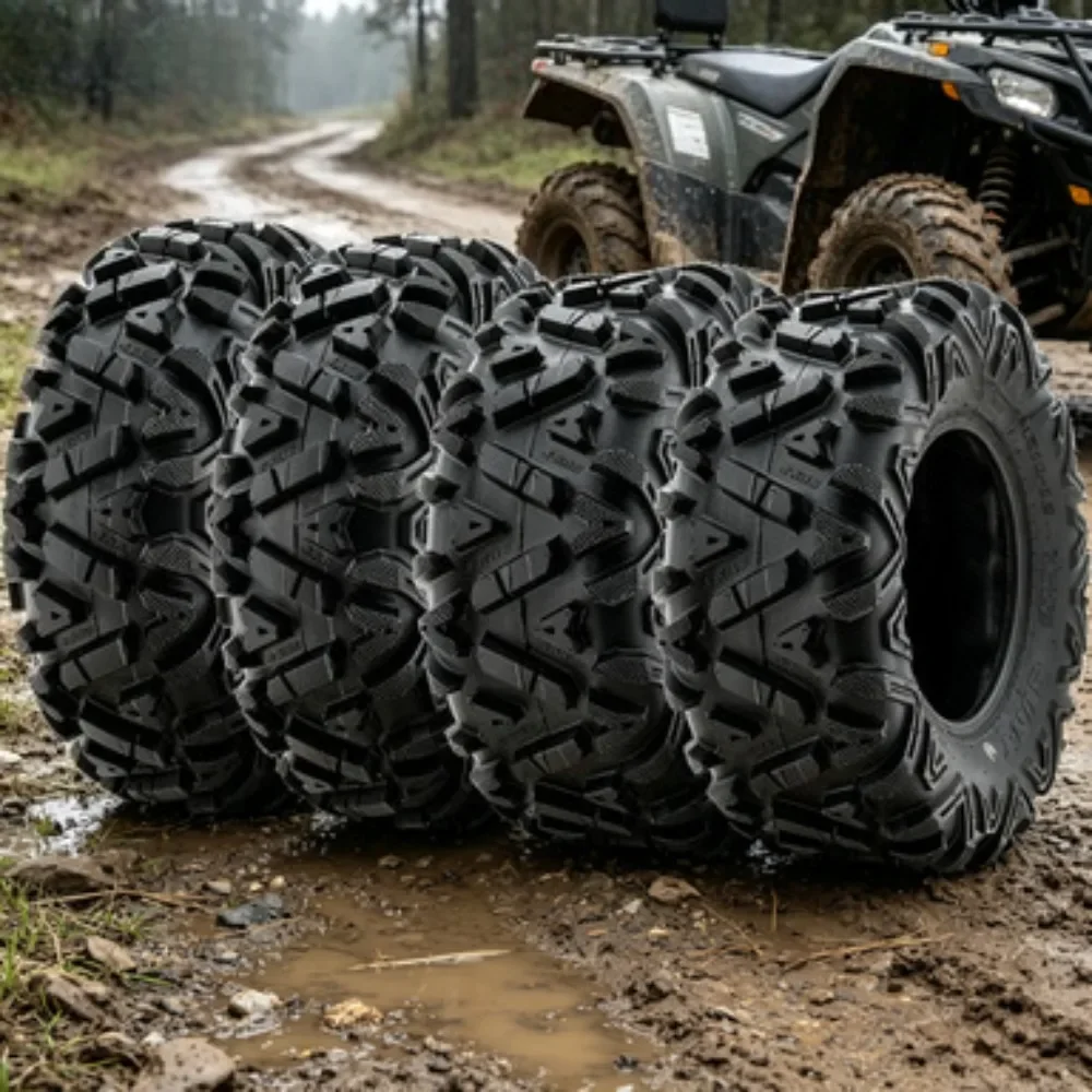 New Upgrade US Shipping 4 Pcs ATV UTV Tires 25x8-12 Front and 25x10-12 Rear 6 PR Tubeless A033for Home&Kitchen