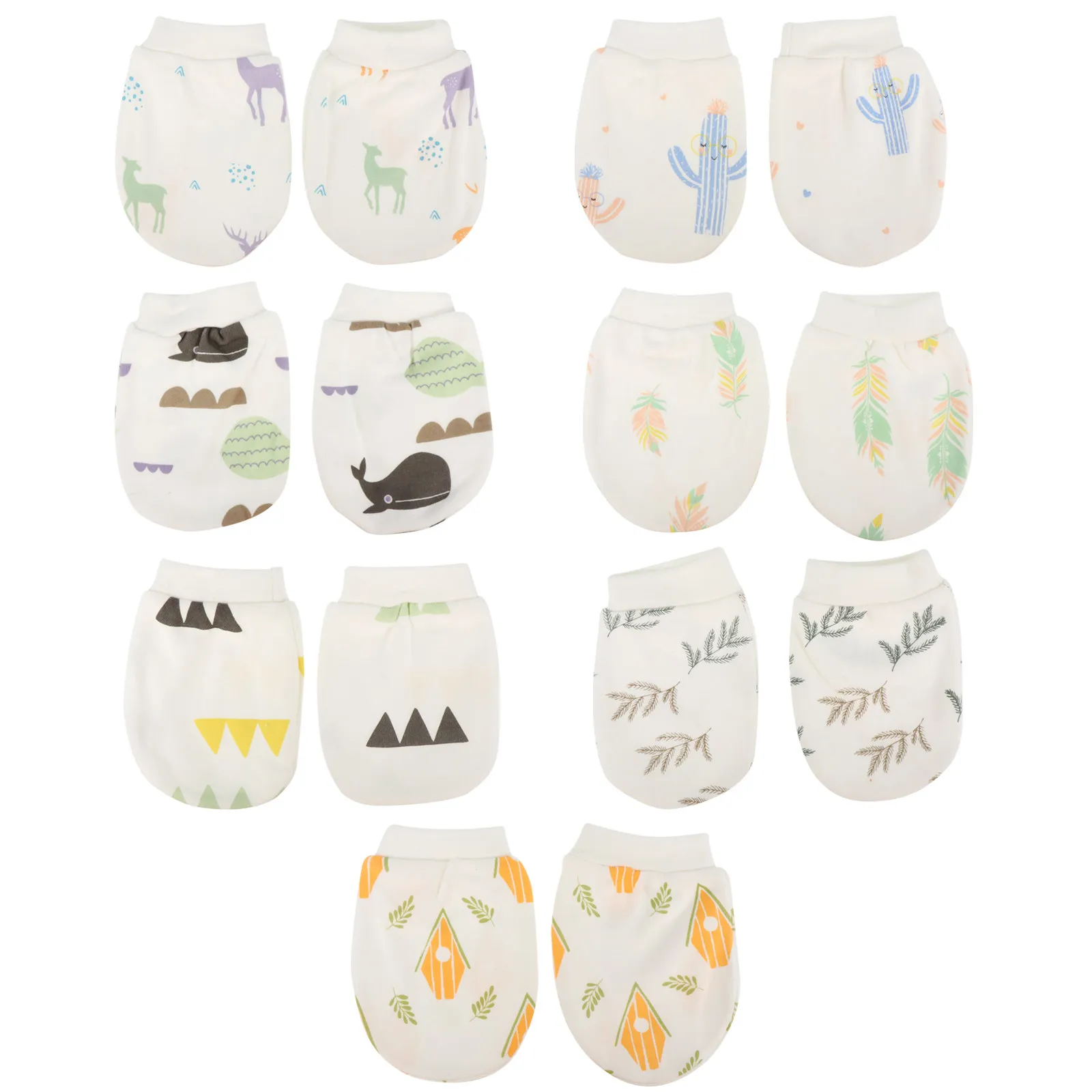 

7 Pairs Baby Anti-scratch Gloves Mittens Newborn Infants Children Protective Hand Cover Soft Cotton Non-deform Reusable Warmth