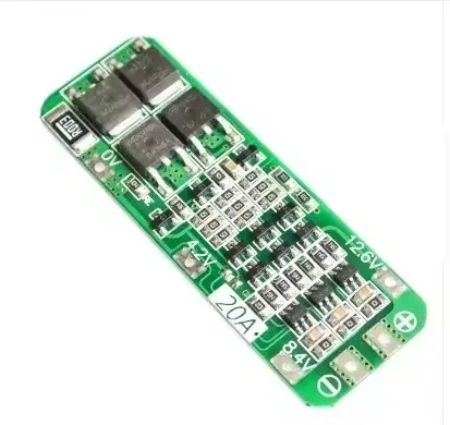 12.6V Li-ion 18650 3S 20A BMS Protection Module High-Current – Charger Board with Compact 59x20x3.4mm Design