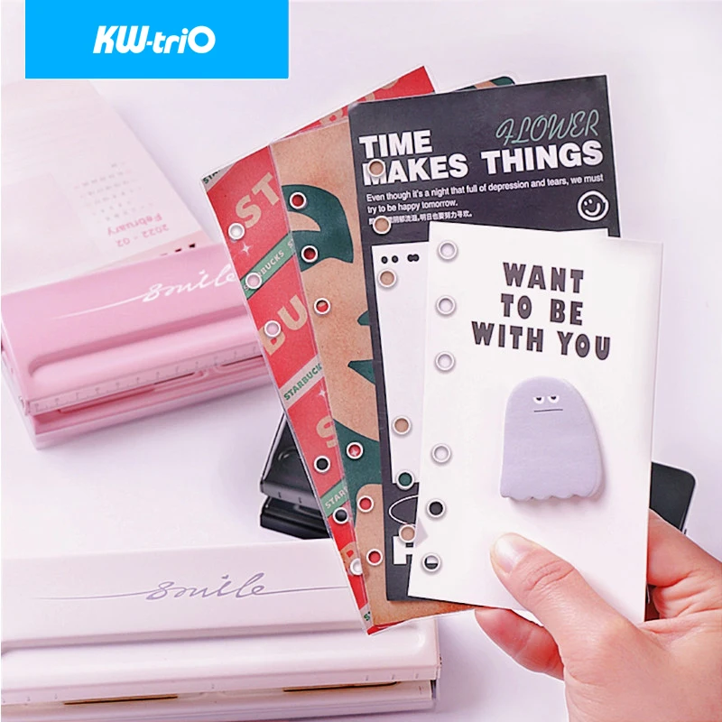 KW-triO 6 Hole Creative Adjustable Round Hole Puncher Notebook Binding Cutter O-type Paper Punch Craft DIY Tool Office Supplies