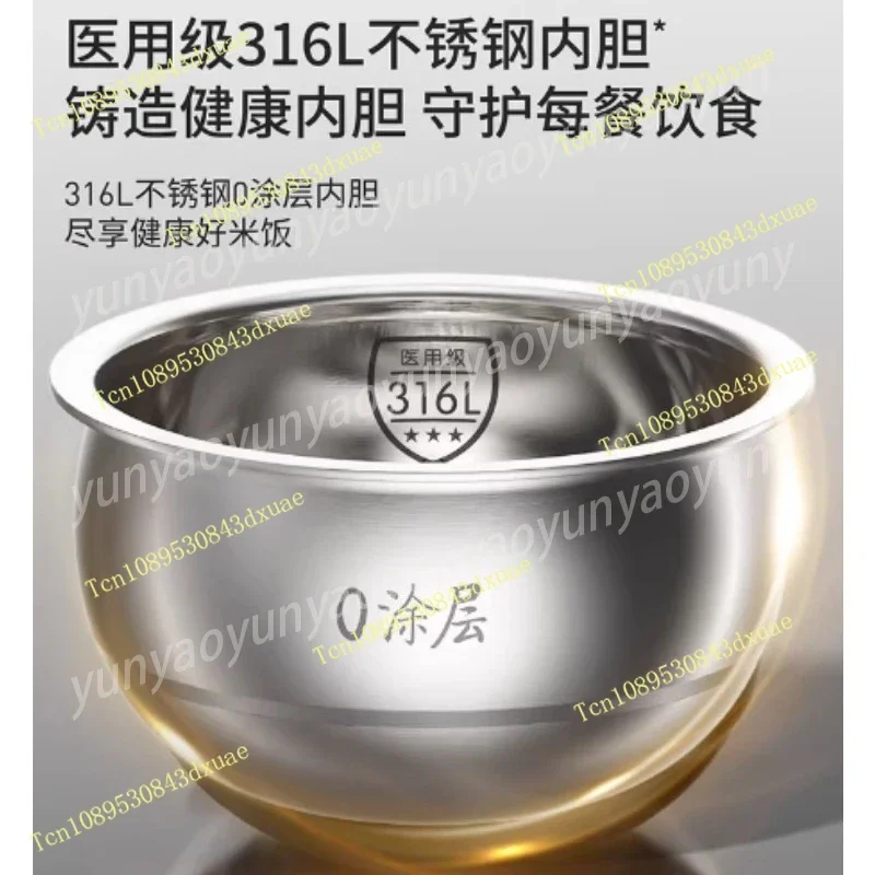 Small 3L Rice Cooker, Stainless Steel Micro Pressure Pot for 1-3 People, Healthy Even Heating
