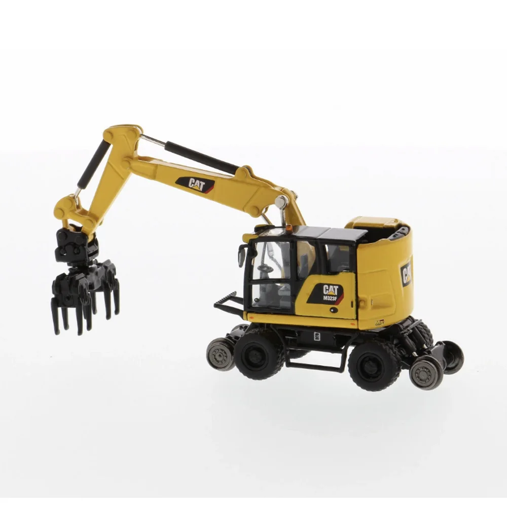

1:87 Cat M323F железный колесный экскаватор, безопасный желтый цвет, Коллекционная модель DM-85612, железная коробка, подарочная упаковка