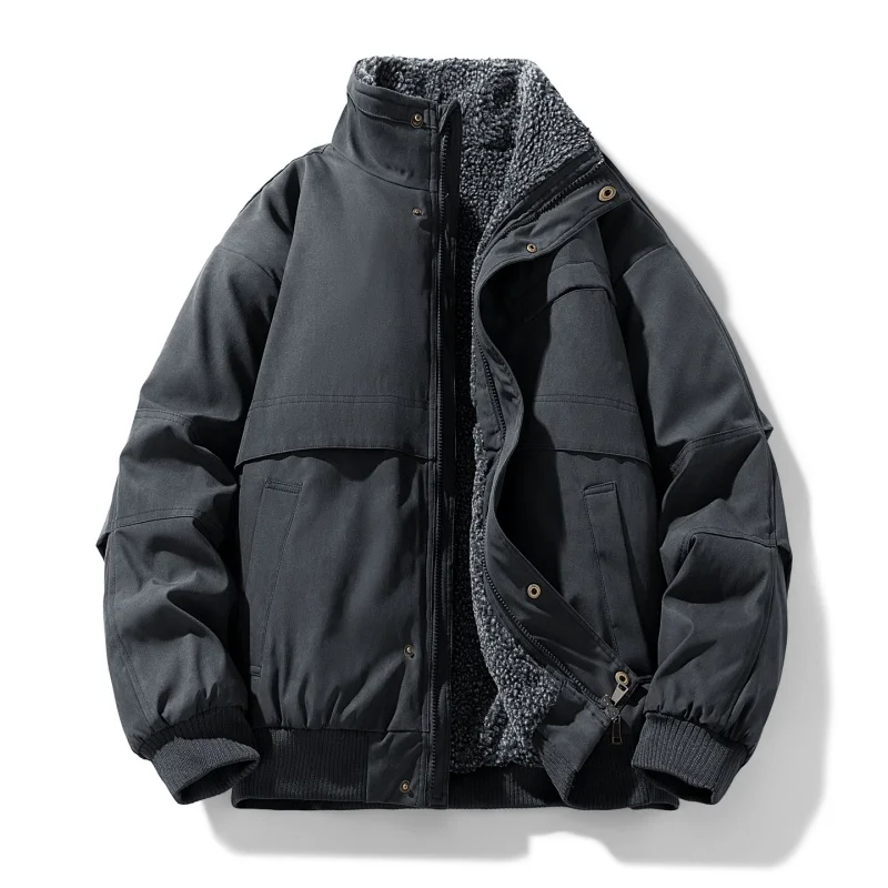 Stand Collar Thicken Warm Parkas for Men Solid Color Comfortable Male Clothes Outdoor Windproof Cotton Jackets Casual All-match