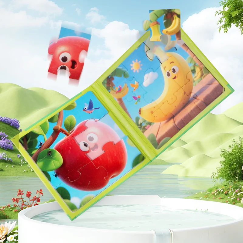 Quebra-cabeças magnéticos jogos para crianças ocupado silencioso dos desenhos animados tráfego animal quebra-cabeça livro montessori brinquedos educativos presentes precoces das crianças