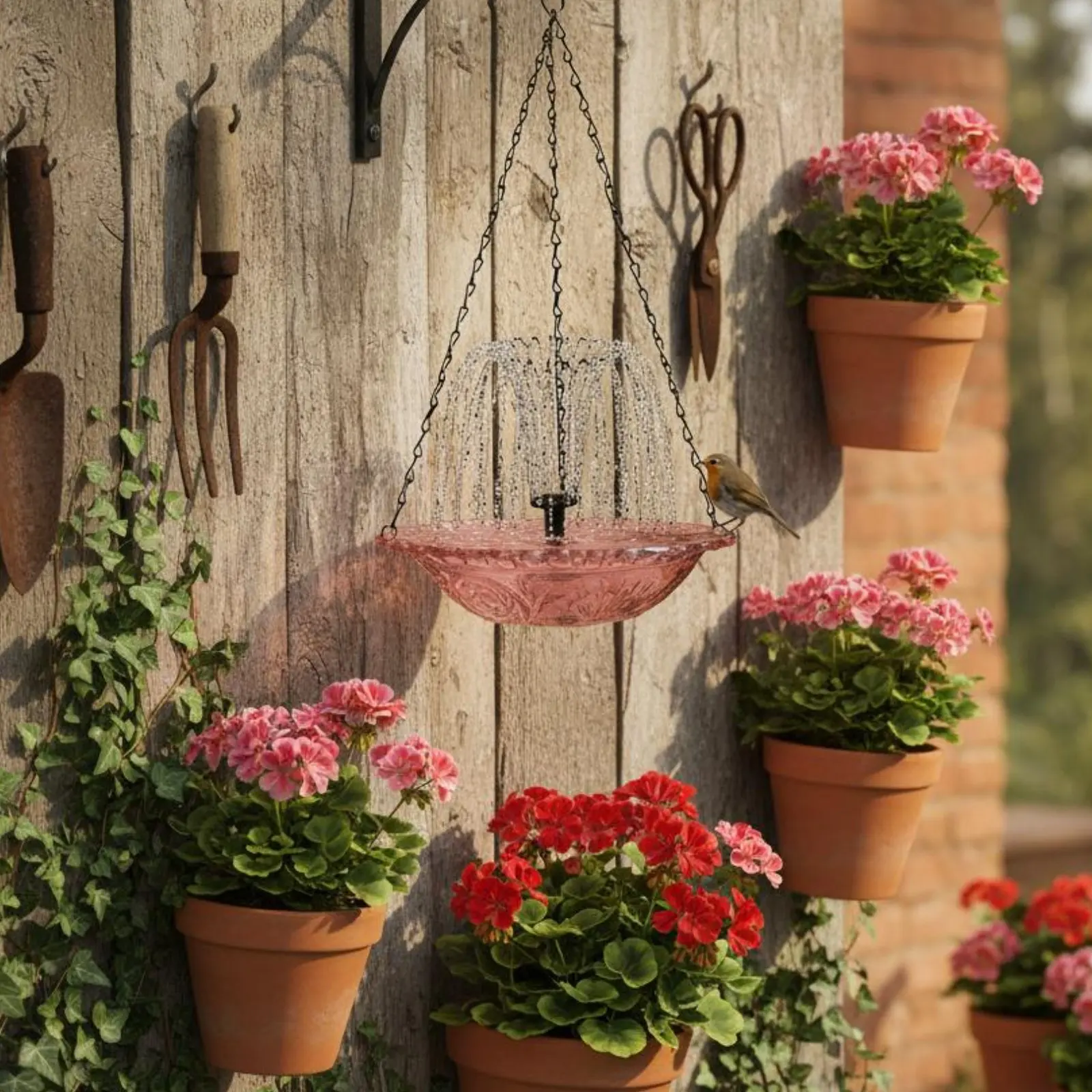 Hanging Avian Feeder Weather Resistant Hanging Avian Bath Garden Accessory Multi-Use Decorative Embossed Pattern for Gardeners