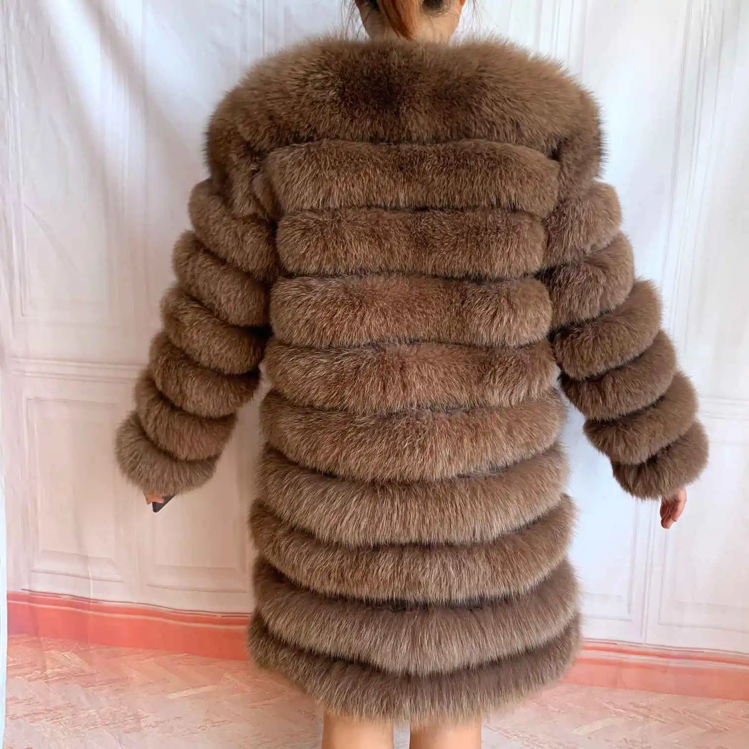 NEW 4in1 Real Fox Fur Long Coat Winter Coat for Women Jackets Vest Winter Outerwear Women Fox Fur Coat High Quality Fur Clothes