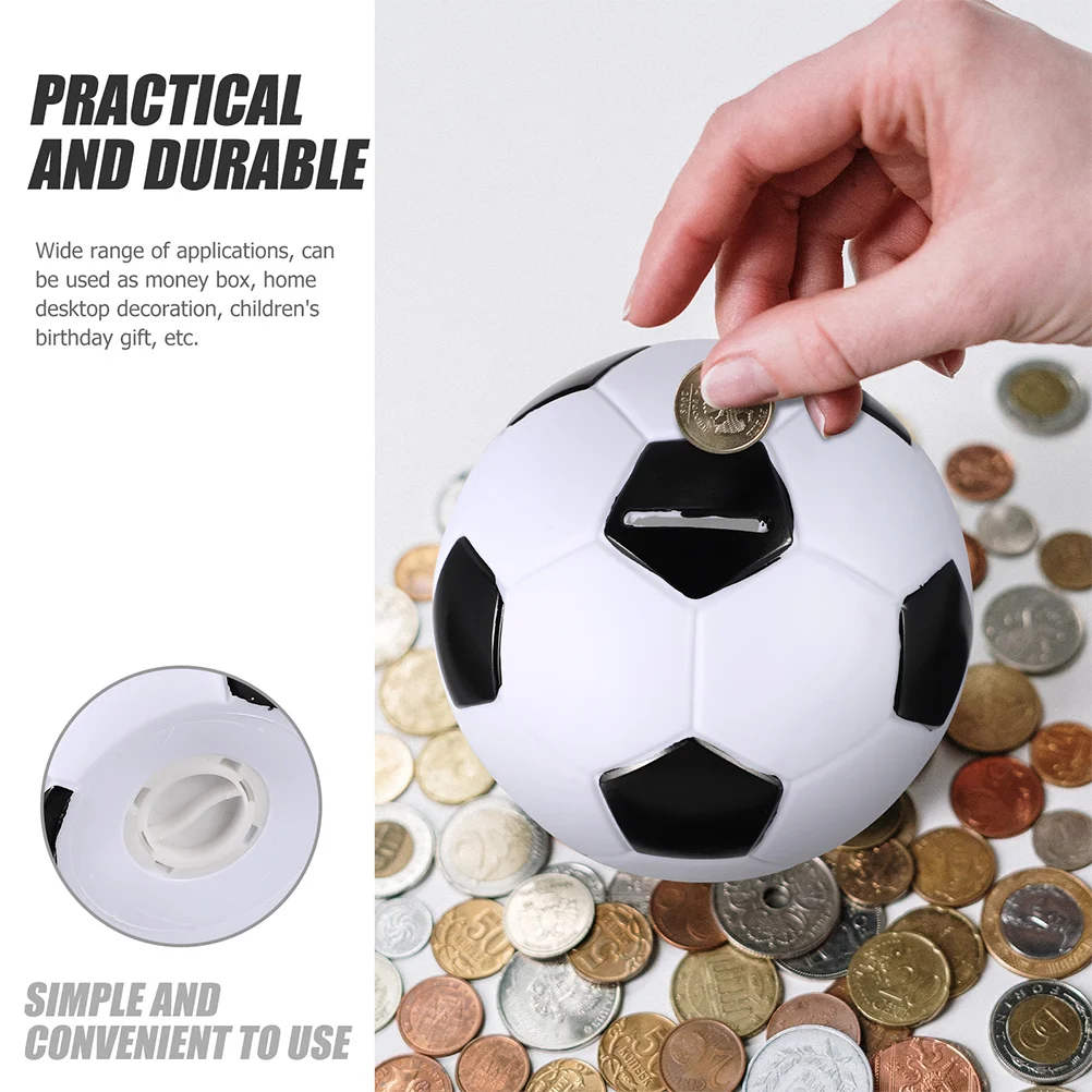 Cofrinho em forma de futebol, recipiente de moedas de vinil para crianças, ferramenta de gerenciamento de dinheiro, decoração de mesa, lembranças de festa, presente
