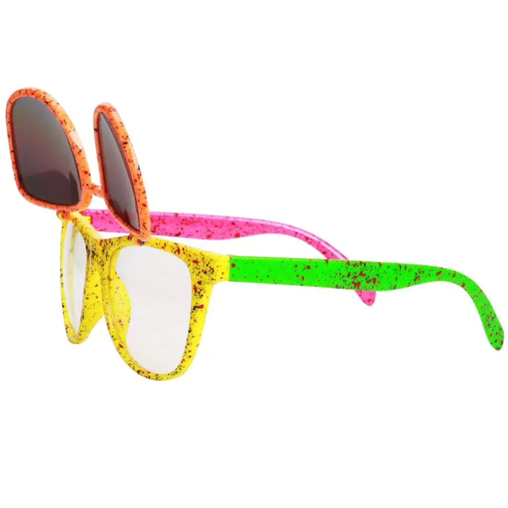 Flip up 80s Neon Sunglasses Halloween Funny Colorful Glasses Party Hip-Hop Costumes Photo Props Night Dress up Accessories