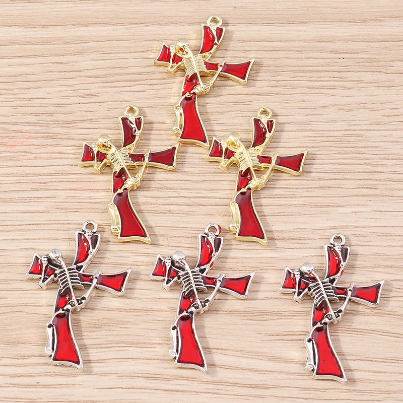 Tusember 4 Stück Legierung Steampunk Jesus Totenkopf Kreuz Anhänger für Ohrringe Halskette Handgemachter Schmuck DIY Zubehör – Detail 3