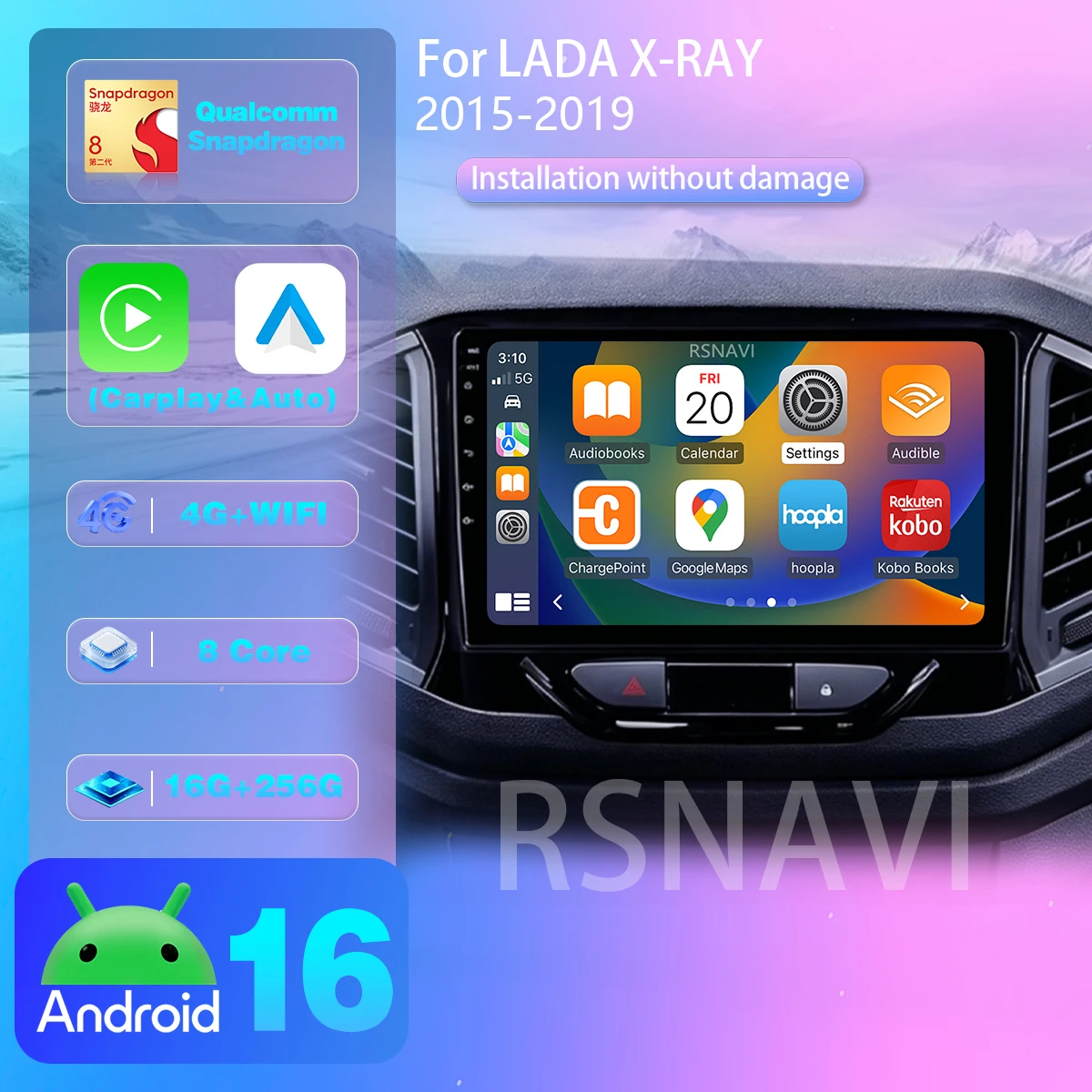 Plug and Play Android 16 For LADA X Ray Xray 2015- 2019 Carplay AUTO Car Radio Snapdragon GPS Player Stereo Multimedia Head unit