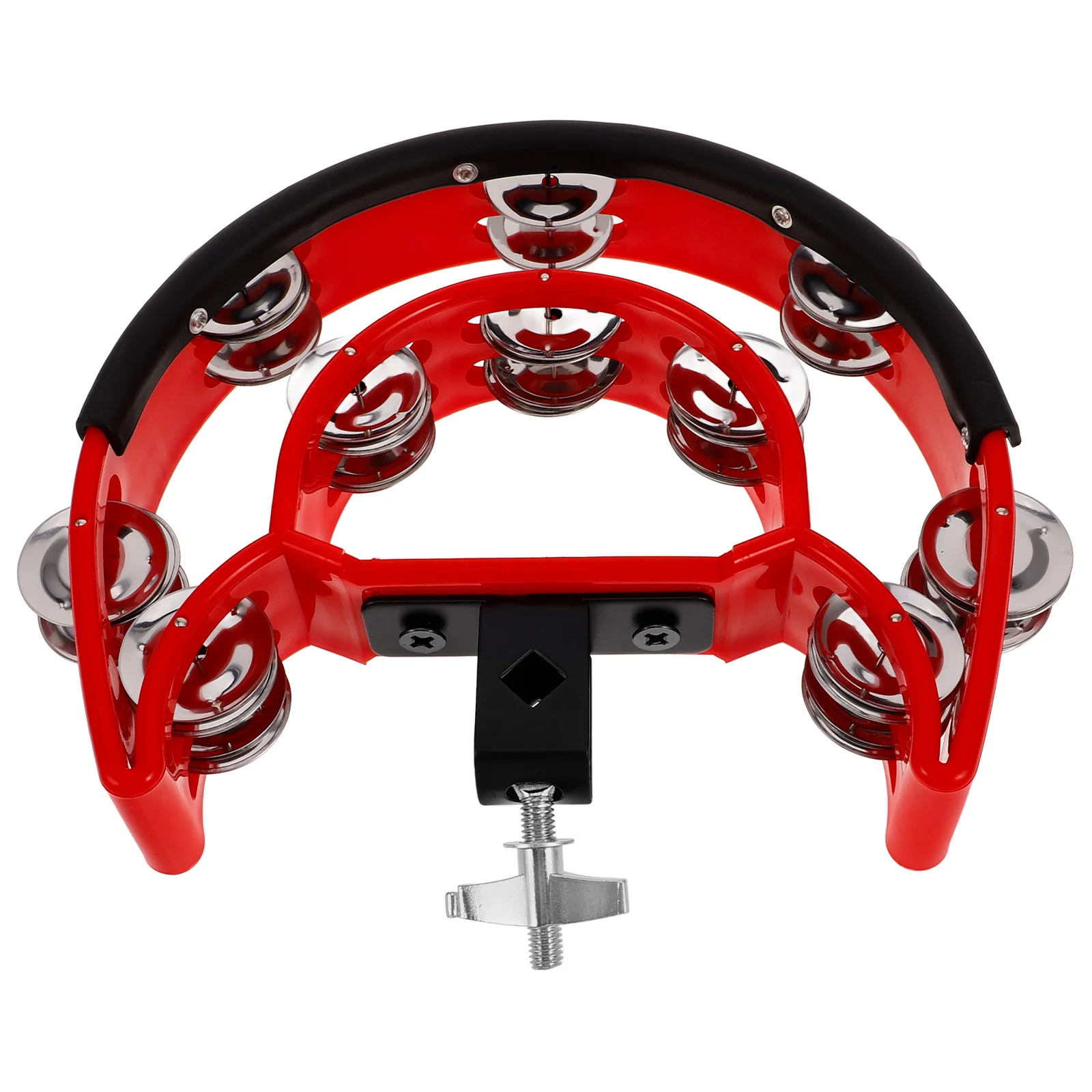 

Adjustable Clamp On Percussion Bell Hand Drum Cymbal Hihat Sturdy ABS Metal Lightweight Bright Sound Double Row Jingles