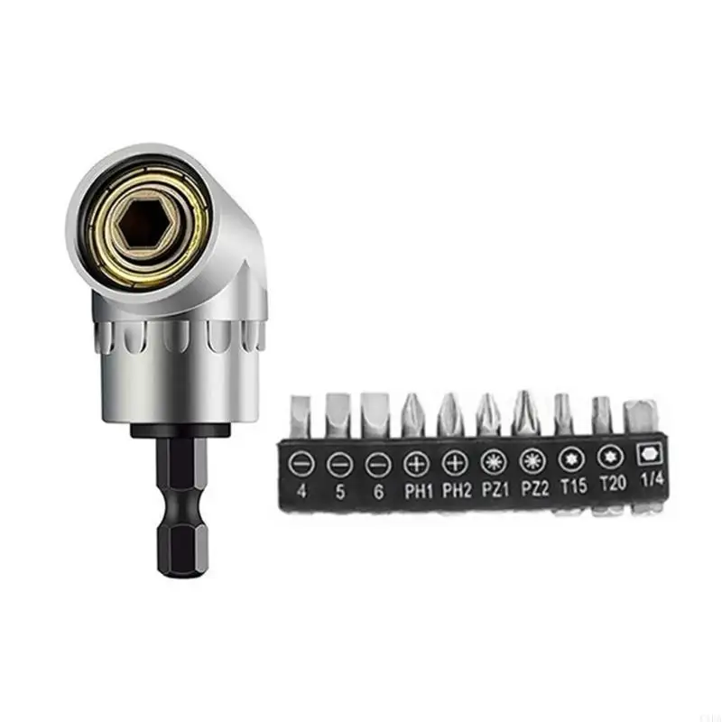 105° Wrench Attachment Adapter Corner Tool Screw Hubs with Multifunction Bend Screwdriver Bit 1/4inch Shank