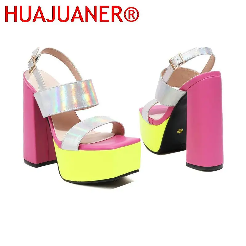 HUAJUANER-Sandálias femininas de salto alto plataforma, marca de luxo, sapatos femininos de verão, plus size, 41, 42, 43, 2022