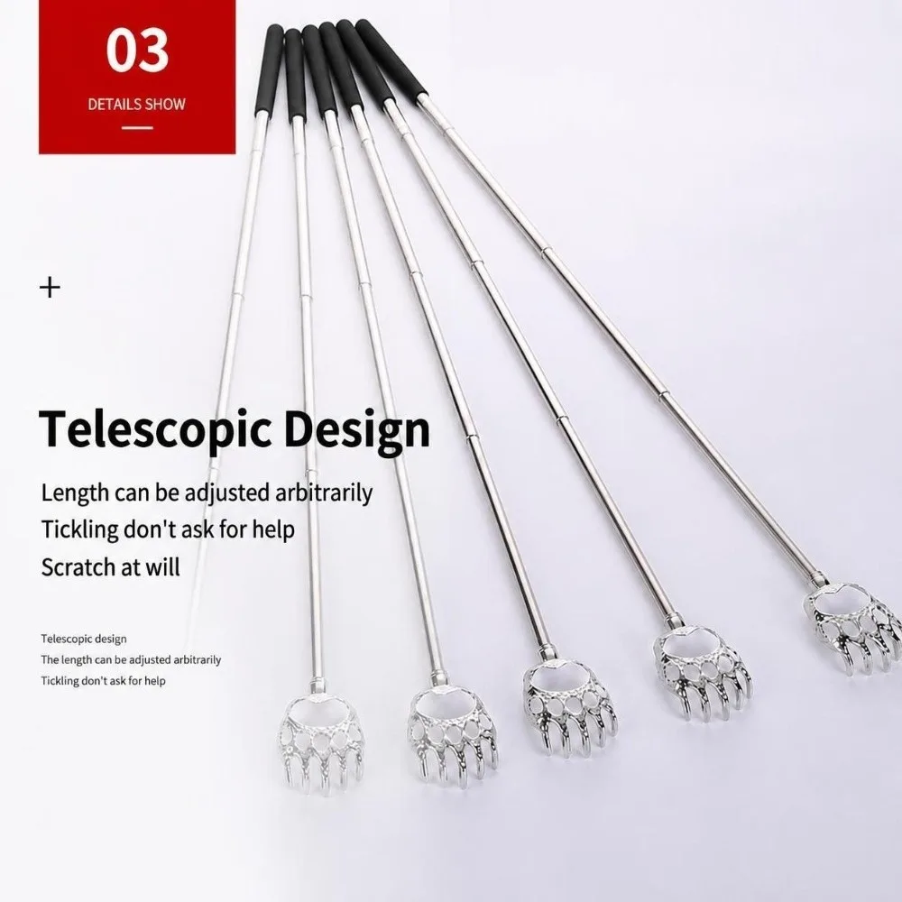 Stainless Steel Bear Claw Back Scratcher Telescopic PVC Handle Back Scratcher Extendable Head Massager Head Back Legs Waist