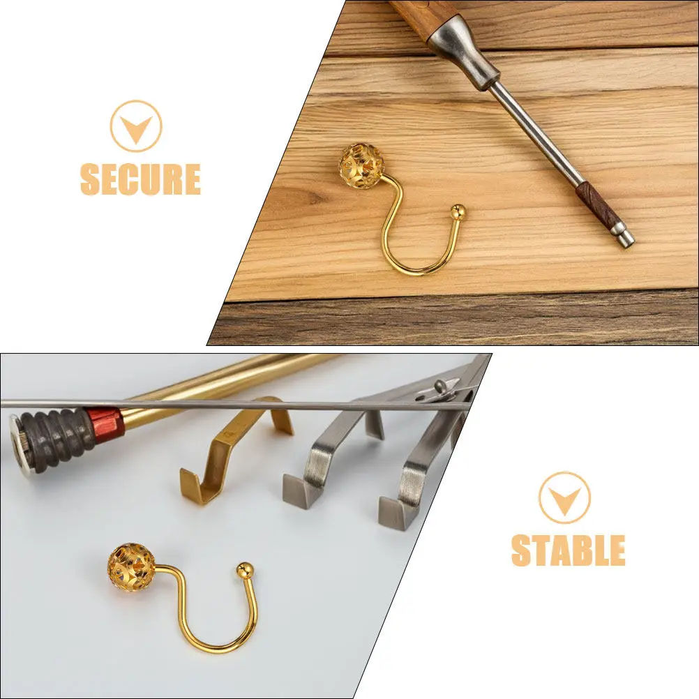 24Pcs Elegant Gold Finish Shower Curtain Hooks Sturdy Secure Design for Modern Farmhouse Bathroom Metal Curtain Rod Hooks view 6