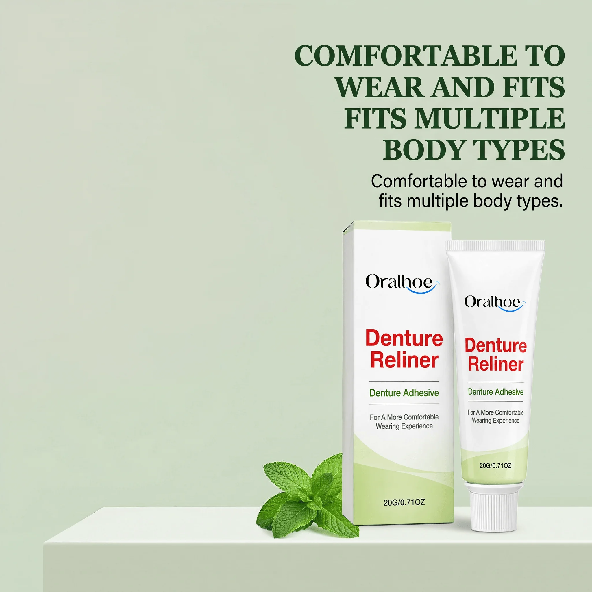 Denture Reliner Adhesive Hydroxyapatite Secure Fit Strong Hold Comfortable Wear Easy Apply Fresh Daily Denture Stable Fixing Car