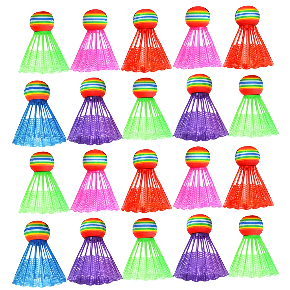 

20pcs Plastic Badminton Shuttlecocks Colorful Birdie Balls Kids Soft Tip Durable Training Fitness Family Play
