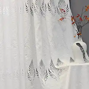 Beyaz, gri, işlemeli, avrupa tarzı kalınlaşmış yatak odası için yüksek kaliteli perdeler oturma odasına şeffaf tül kumaş, ilmet'in en tepesi, En çok satılan 12 perde vual-nakış durumu 9