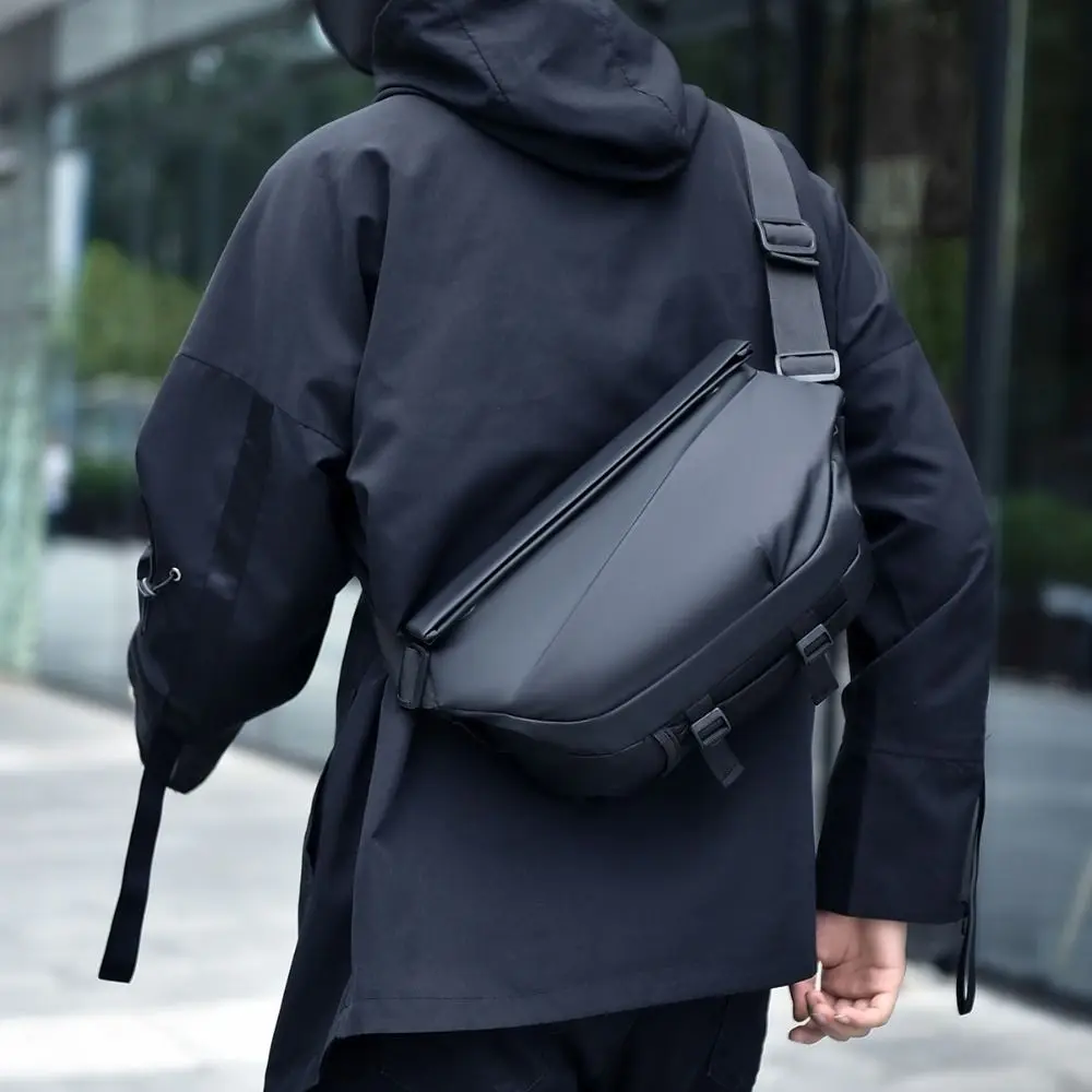 Waterproof Oxford PU Leather Men's Chest Bag Waterproof Black Blue Grey Green Rider Waist Packs Large Capacity Multifunctional