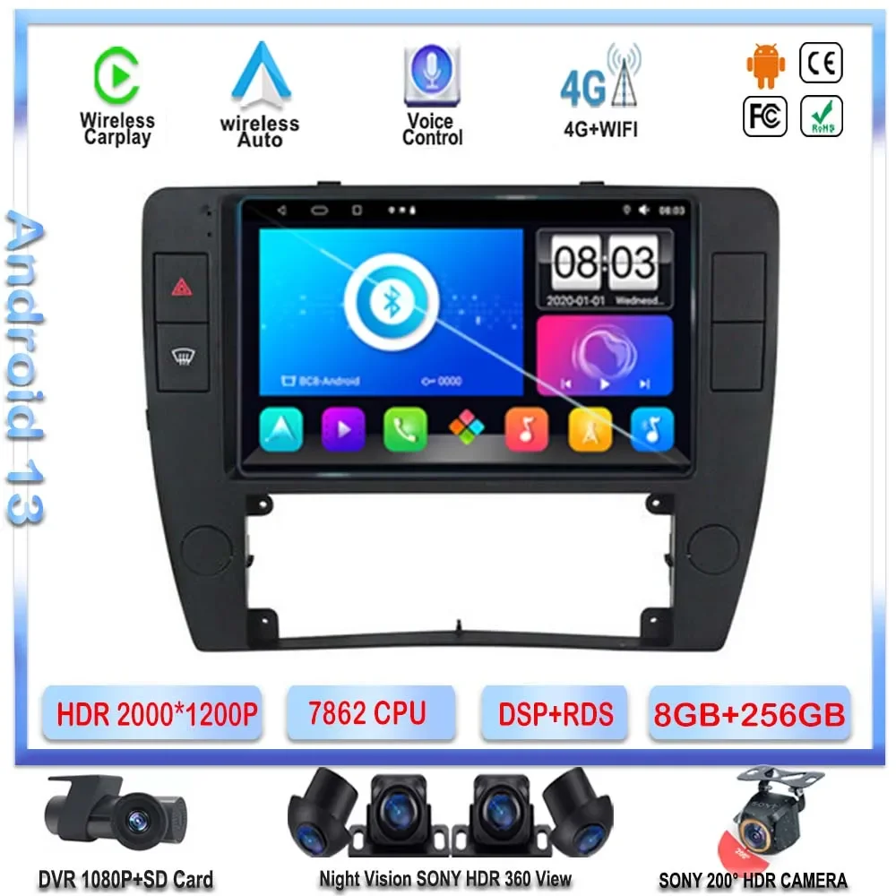 

7862 CPU Android 13 For Volkswagen VW Passat B5 2000 - 2005 Radio DVD Navigation GPS Stereo Head Unit Multimedia Player 2din BT