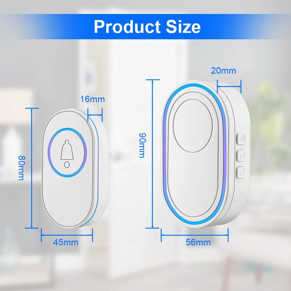 Timbre de bienvenida para el hogar, timbre inalámbrico inteligente, resistente al agua, control remoto, enchufe europeo, australiano, británico y