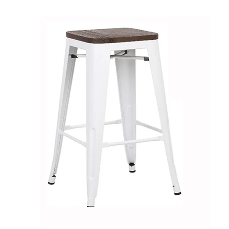 Colorful Iron Bar Stool Wood Seat Cheap Price Chairs Stools