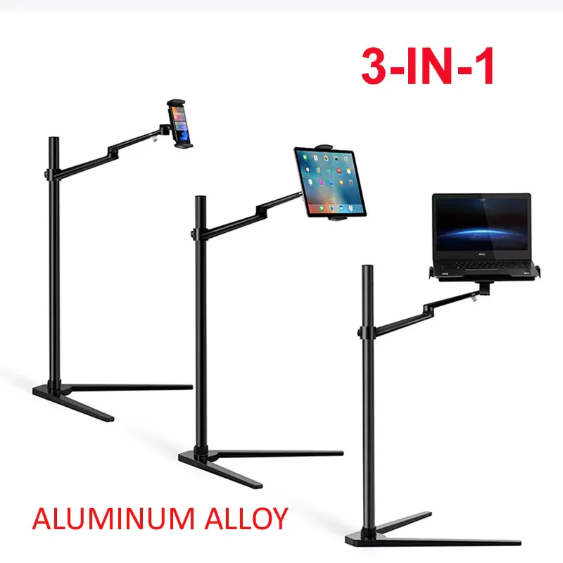 UP-8A Multifunction 3in1 Computer Floor Stand for Laptop/Tablet PC/Smartphone Holder Height/Angle Adjustable with Mouse Tray