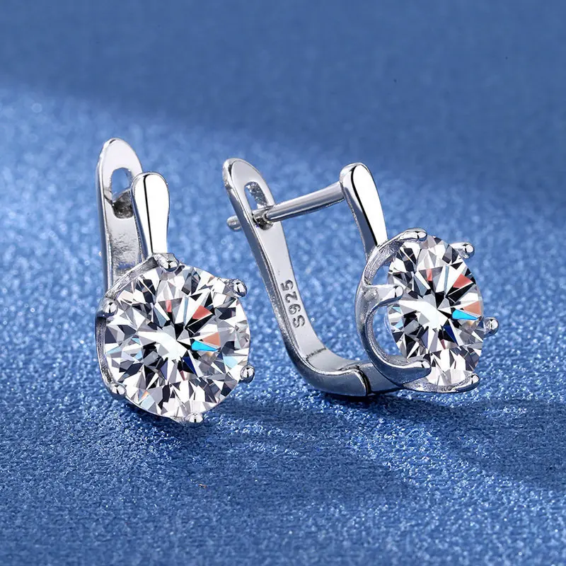 925 sterling silver zircon round bead threaded stud earrings, women's screw twist-off stud earrings, simple and fashion