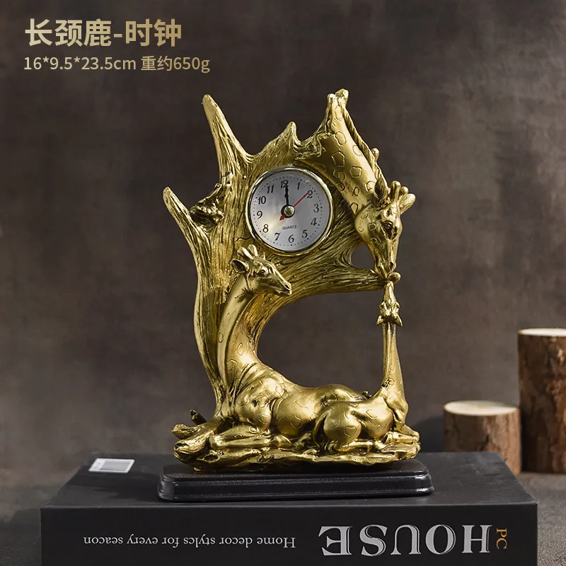 

giraffe clock Statues Sculptures Animals Figurines Ornaments Resin Craft Feng Shui Home Office Decoration Desktop decorations