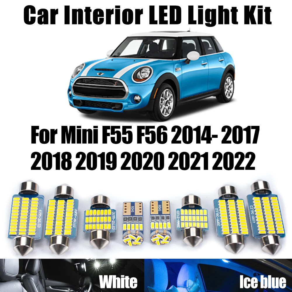 

10 шт. Canbus для Mini F55 F56 2014-2019 2020 2021 2022 комплект автомобильных ламп для чтения аксессуары светодиодный светильник для внутреннего косметического зеркала багажника