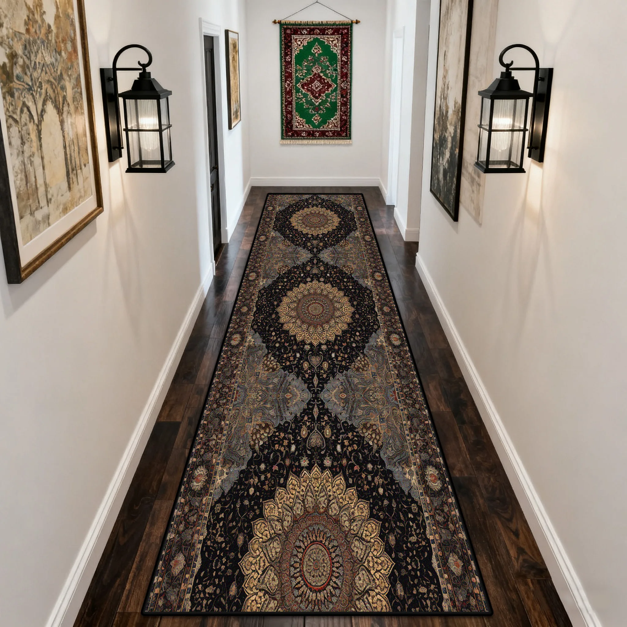 

Персидский ретро ковер для гостиной, коридора, прохода, украшение дома, лестница, проходная дорожка, ковер, настраиваемые противоскользящие длинные коврики