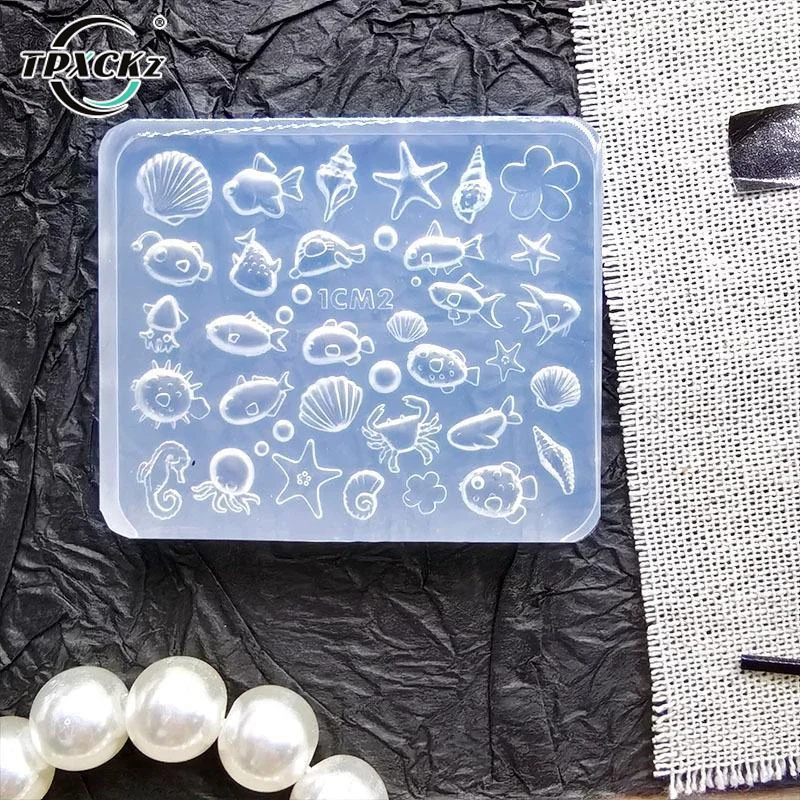 SL Summer Ocean Silicone Nail Mold 3D Gel Manicure Conch Seashell Starfish Reusable Template Stencils