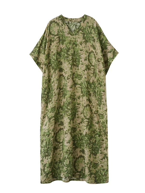 

Ladies Svel Cotton Chiffon Evening Skirts Retro Print Casual Evening Gathered Front High Slit Maxi Length Sundr