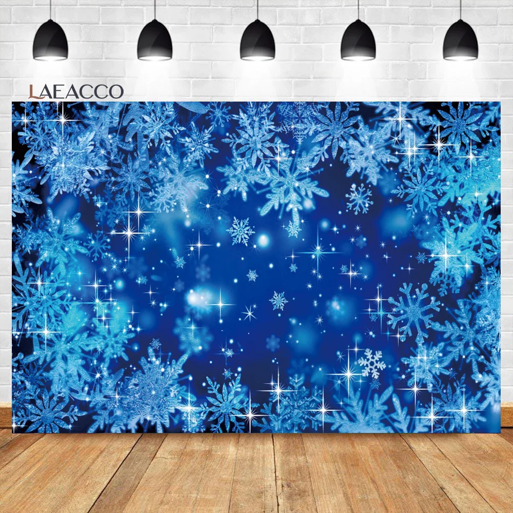 

Laeacco Snow Ice Backdrop Winter Snowfall Frozen Iced World Snowflakes Happy New Year Kids Adult Portrait Photography Background