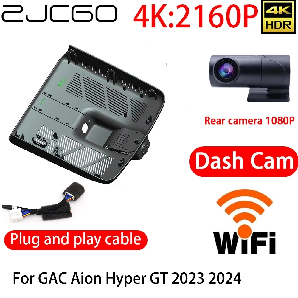ZJCGO 4K DVR Dash Cam Wifi Front Rear Camera 24h Monitor For GAC Aion Hyper GT 2023 2024