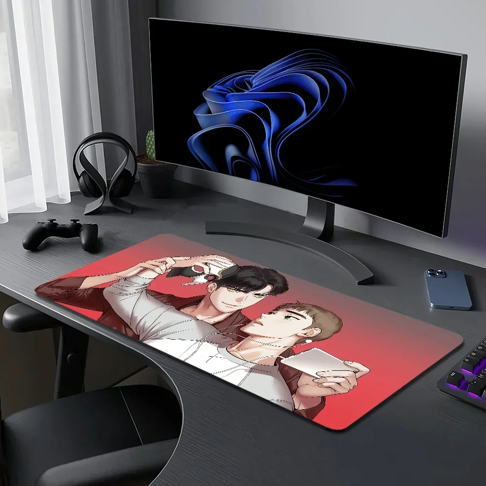 الكورية الهزلية B-BJ A-Alex للكمبيوتر منصات الماوس الكبيرة مكتب الألعاب ماوس الوسادة مخيط حواف قاعدة ممتدة #5