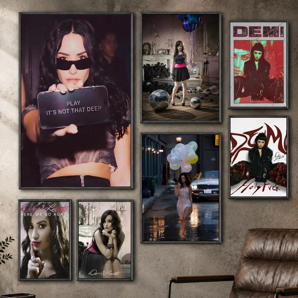 Music Demi Lovato Pop Singer Poster  PP Self Adhesive Home Garage Dorm Bar Wall Decor Aesthetic Retro Gift