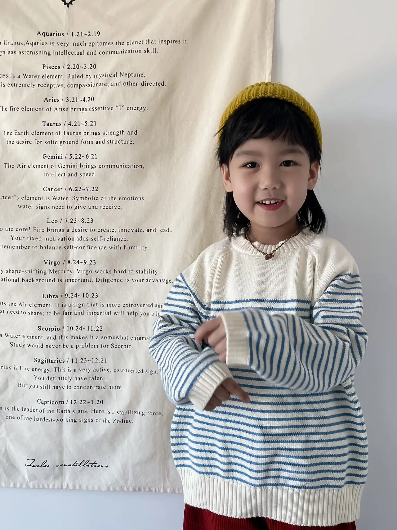 Japanese Korean Mixed Color Cotton Kids Sweater Korean Loose Jacket Stripe Insert Knit Sweater Medium Small Trendy