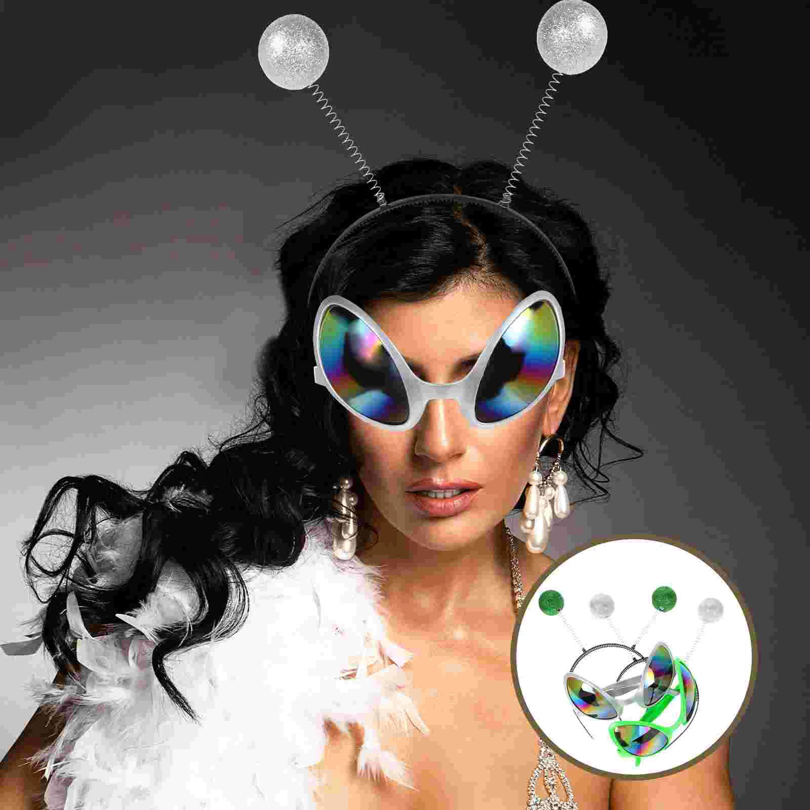 

4 Pcs Cosplay Antenna Headband Halloween Costumes for Adults Sunglasses Inflatable Christmas Hairband