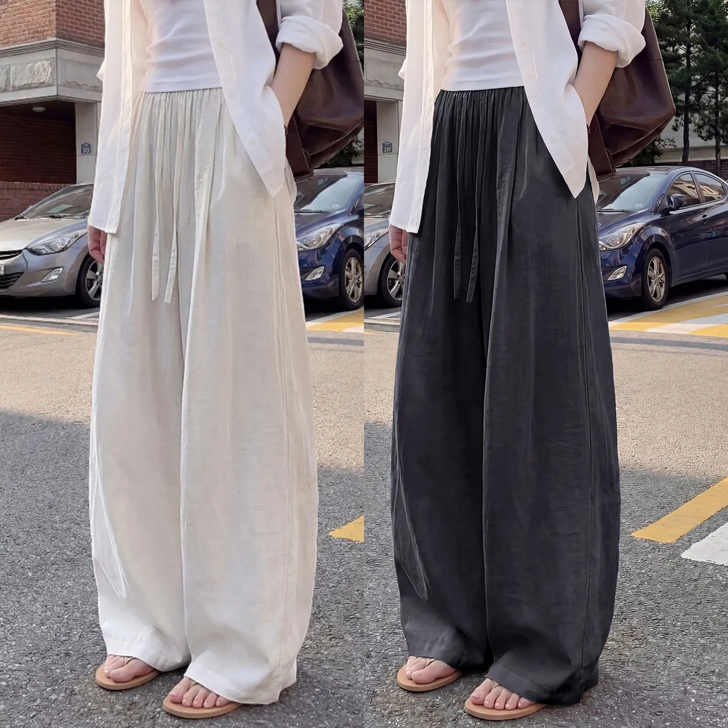 

Scimitar Pants Women's Pants Summer Thin Fat Mm Large Size Loose Drape Old Money Wind Sunscreen Cotton and Linen Wide-leg