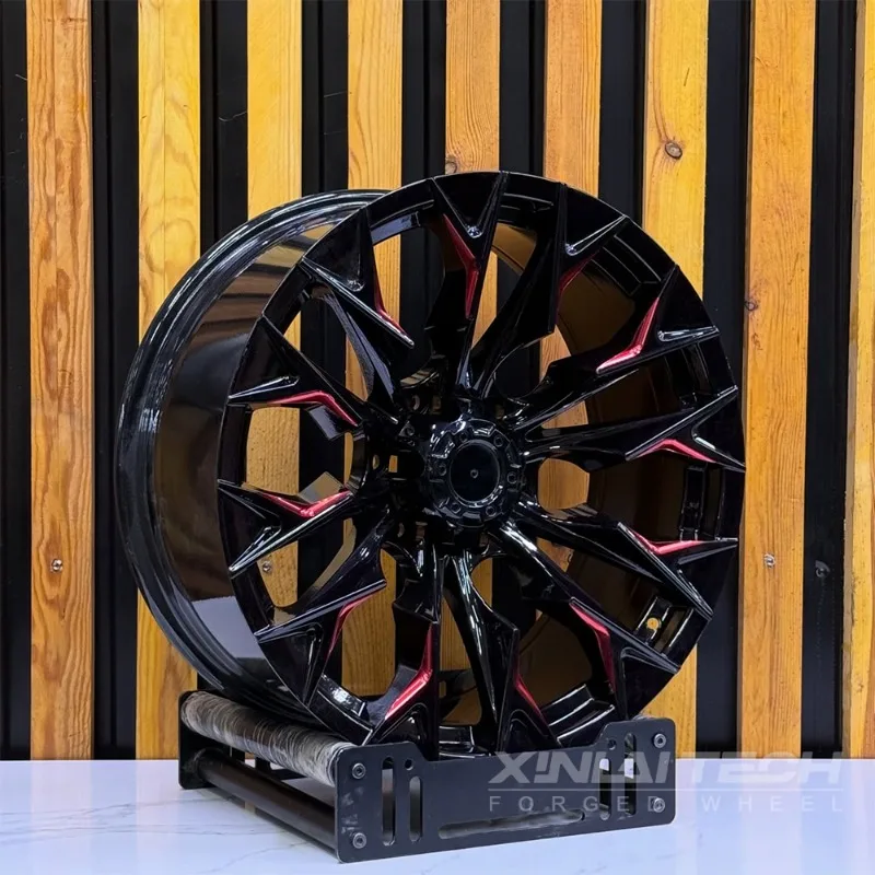 【2026】XINLAI Alloy Passenger Car Wheels Forged Monoblock Matt Black Red Accent Rims For BMW M3 M4 Audi 19-21 Inch Forging Wheel
