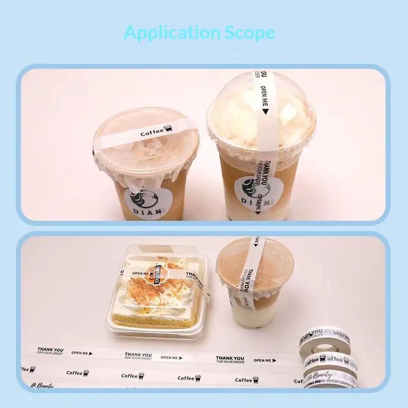 Shipping Label Tape Self-Adhesive No Residue White Sticker for Takeout Baking Bottle Cup Sealing Thank You Tags