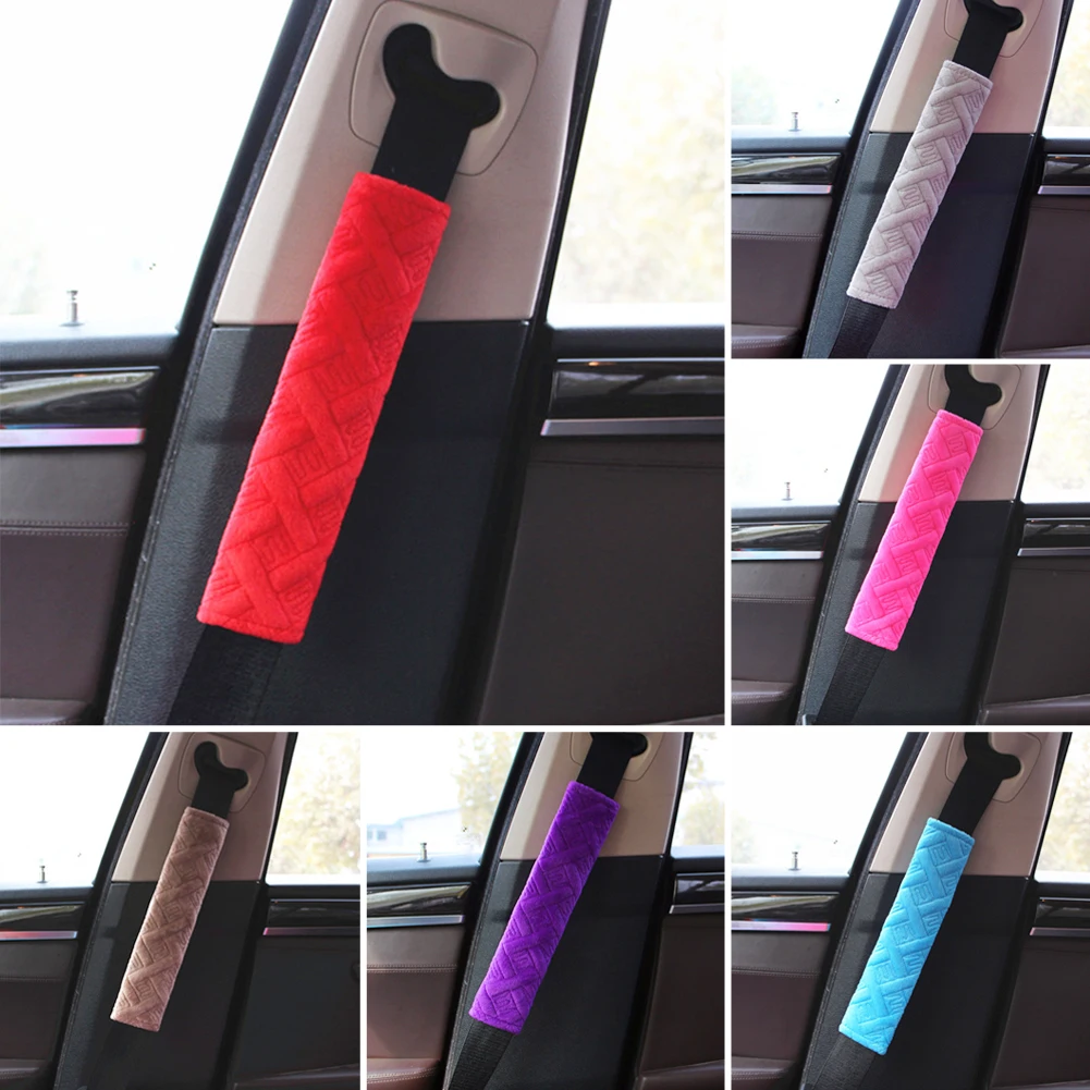 

1 Pair Car Seat Belt Cover Anti-Slip Soft Plush Seat Shoulder Cover Mulit-Color Seatbelt Decoration Car Interior Accessories