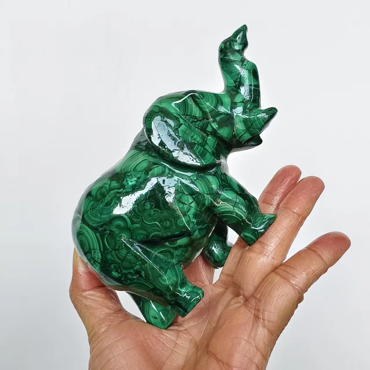 Natural Green Malachite Elephant, Quartz Crystal Green Ore Carving, Elephant, Mineral Healing