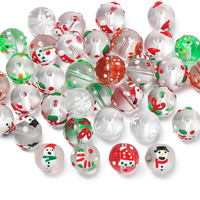 5pcs 12mm Glass Round Beads Christmas Tree Hat Spacer Bead for Keychain Christmas Decoration DIY Jewelry Making Supplies