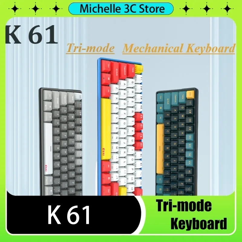 

Трехрежимная механическая клавиатура K61, Bluetooth/USB/2,4G/концентратор RGB, небольшие и удобные игры, долгая работа